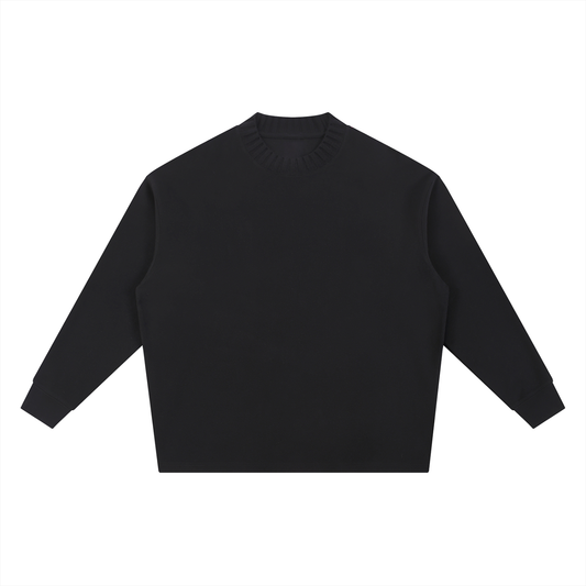 Knitted Round Neck Oversize Sweatshirt - Black