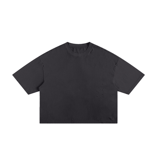 Classic Frayed Boxy Tee - Wash Black