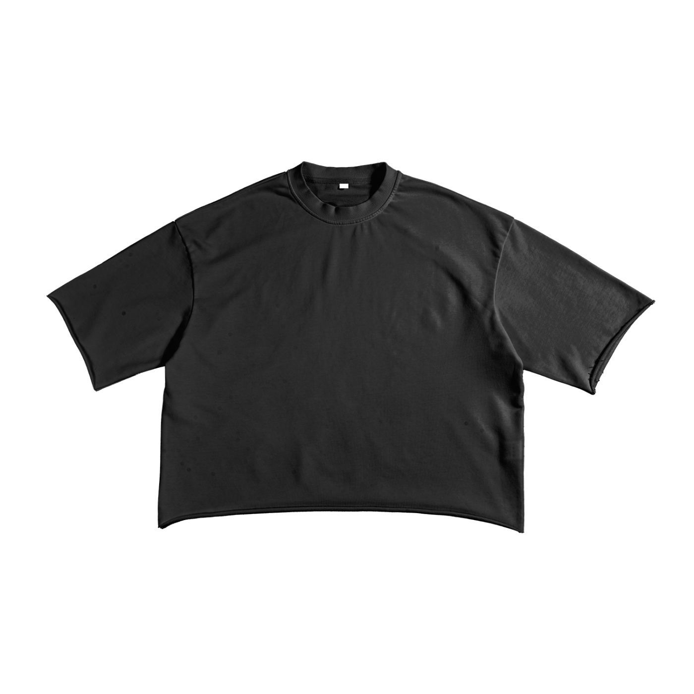 FRENCH TERRY RAW EDGE T-SHIRT - BLACK