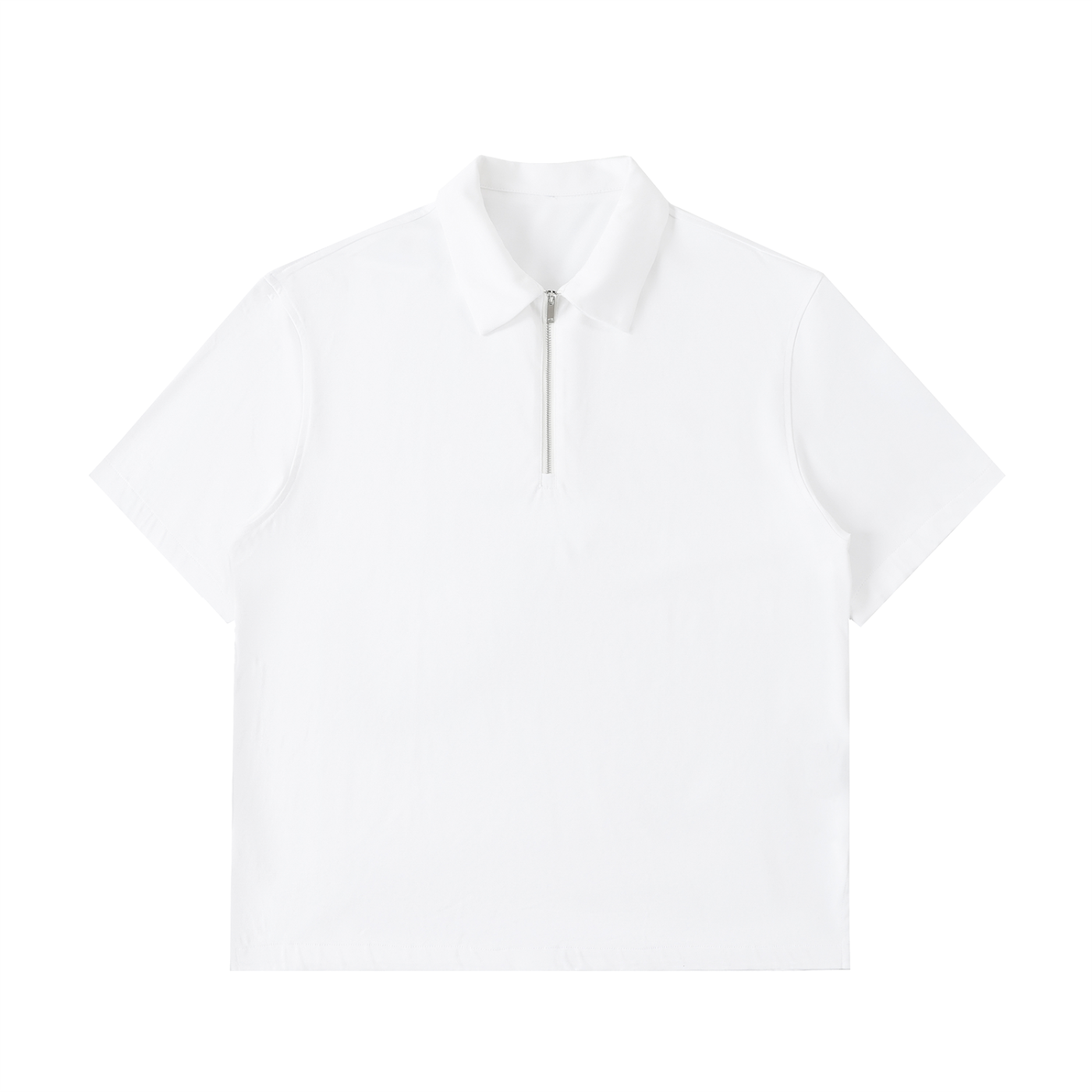Half-Zip Cotton Polo Shirt - White