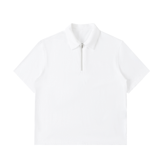 Half-Zip Cotton Polo Shirt - White