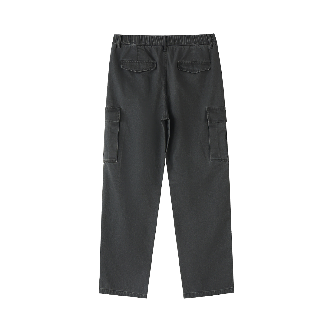 Cotton Elastic-Waist Cargo Pants - Gray