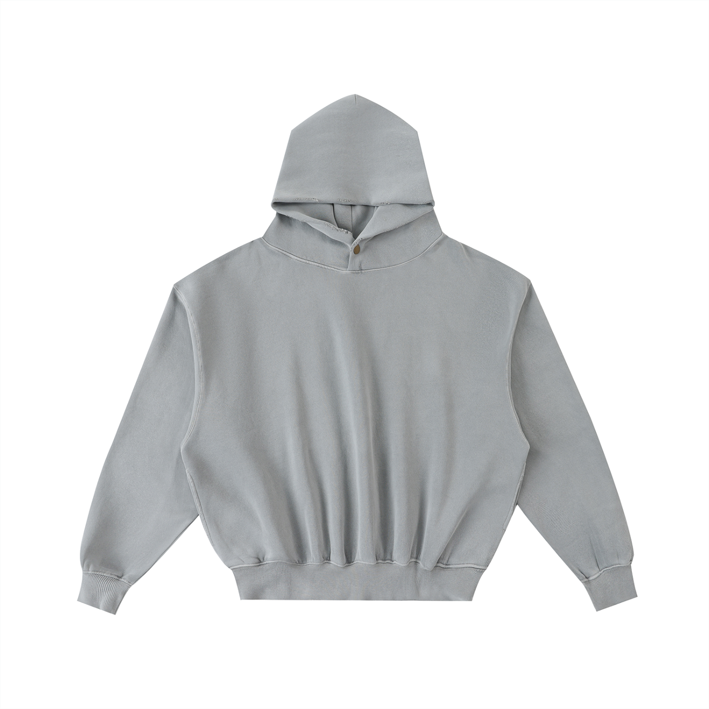 Frayed Enzyme Washed Fleece Hoodie - Light Gray