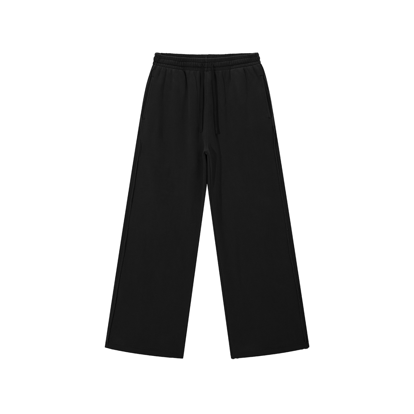 Snow Washed Raw Edge Sweatpants - Black