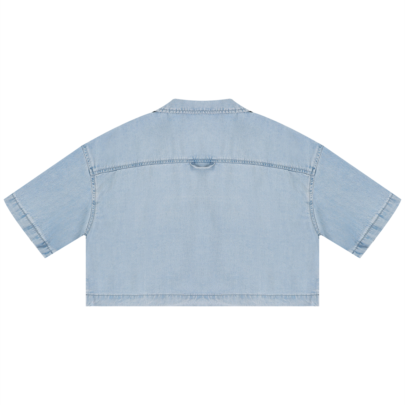 VINTAGE WASH BOXY CROPPED SHIRT - LIGHT BLUE