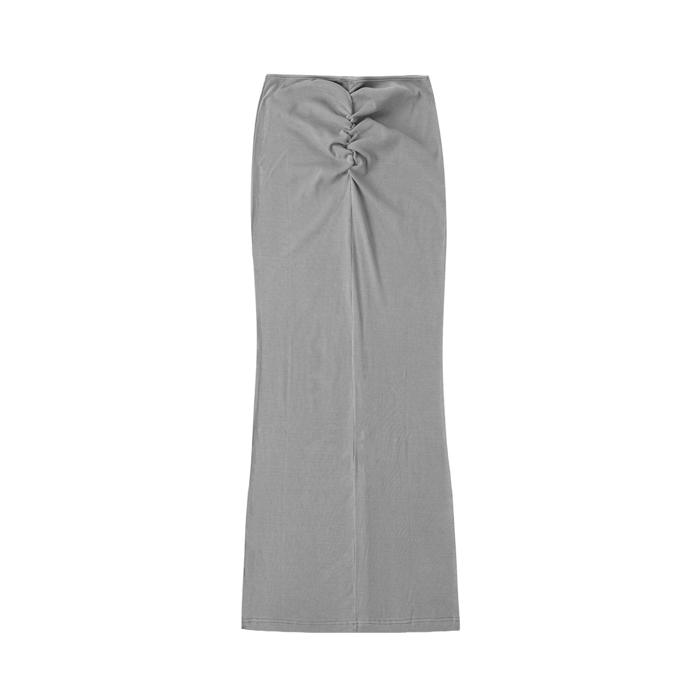 Dyed Washed Drawstring Maxi Skirt - Medium Gray