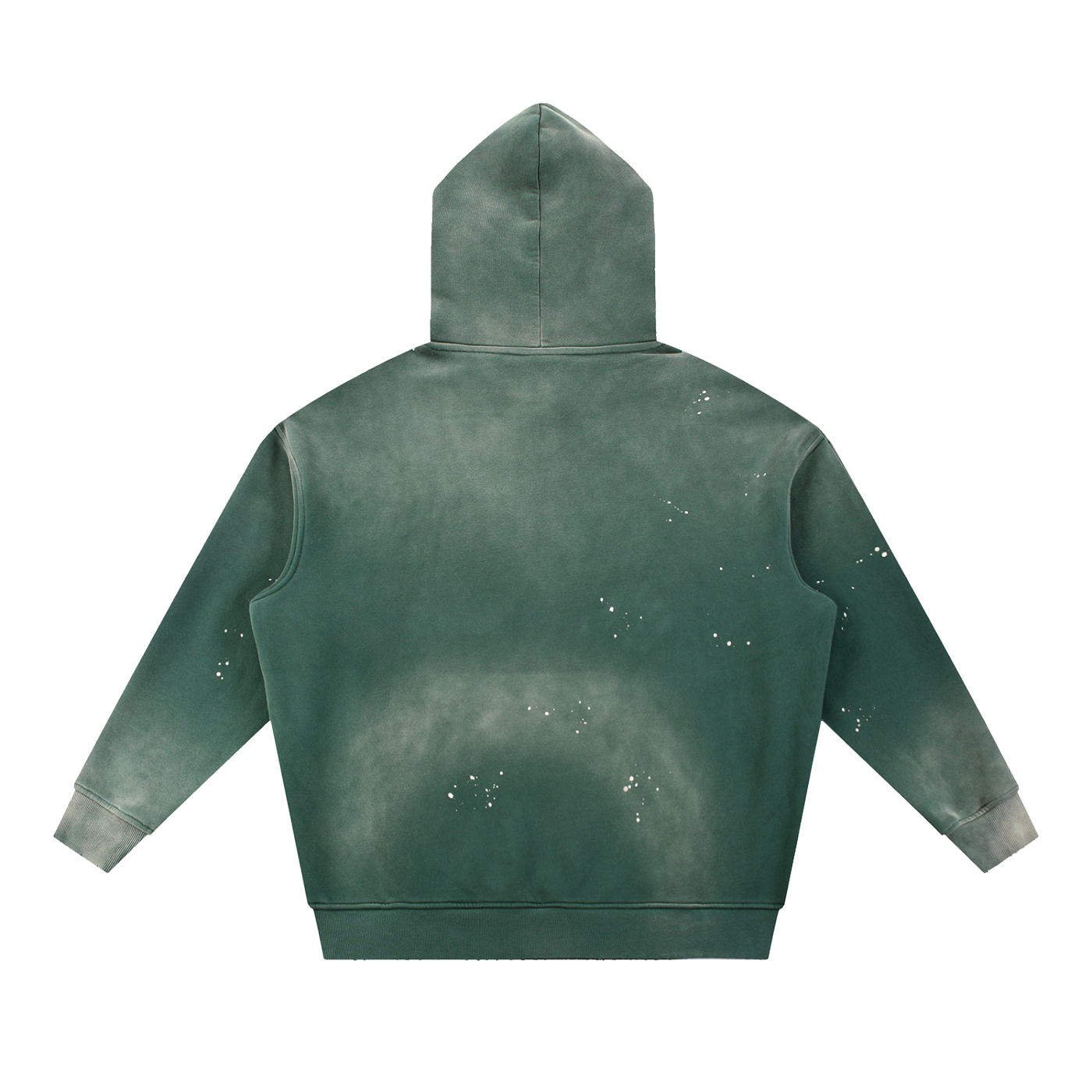VINTAGE WASHED FRAYED FLEECE HOODIE - RETRO GREEN