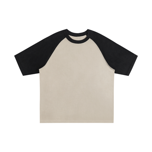 Color-Blocked Raglan Sleeve T-Shirt - Apricot