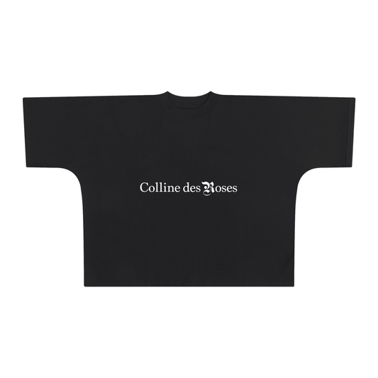 Oversize One-piece Pattern Cut Boxy Tee - Black