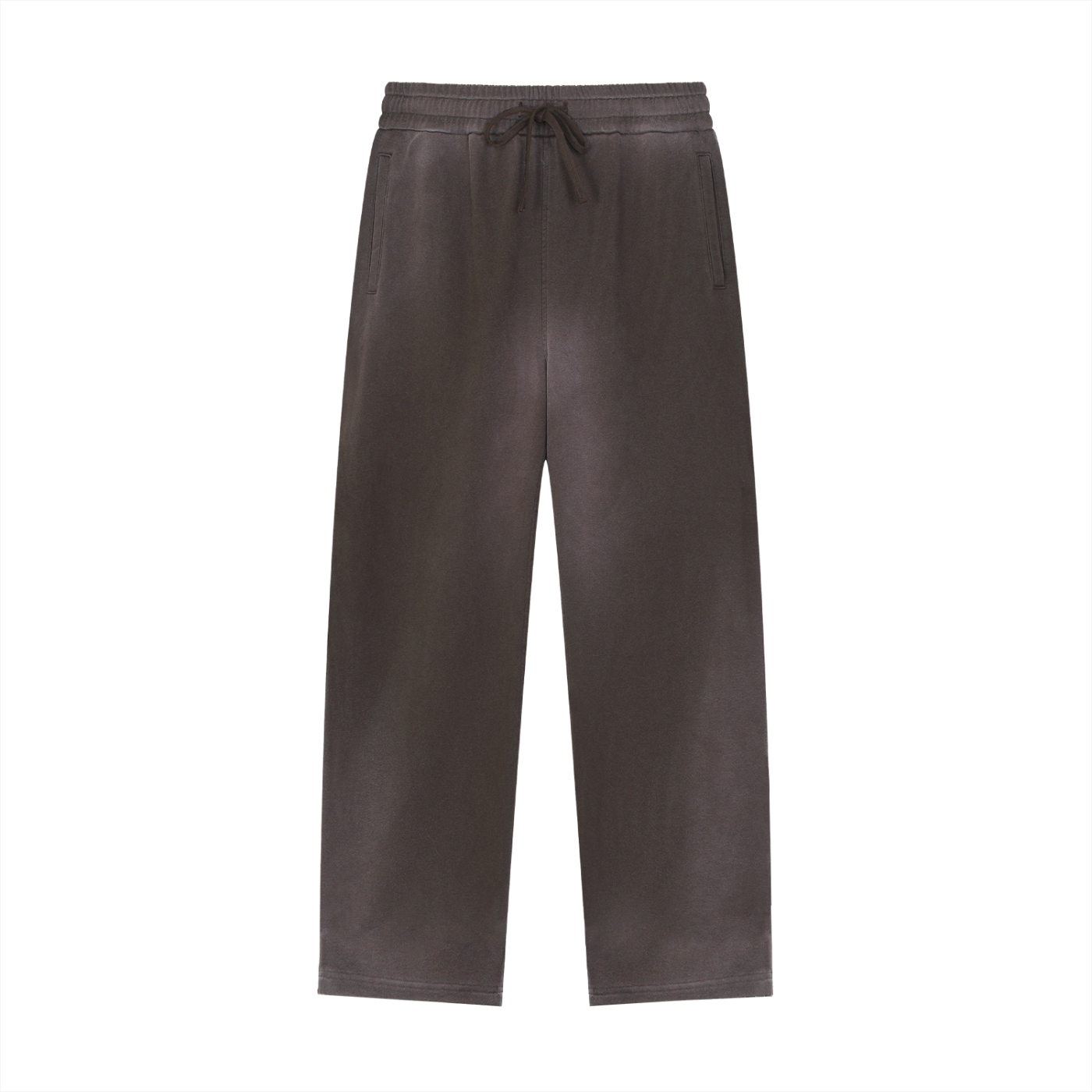 Sun Fade Raw Edge Straight-Leg Sweatpants - Brown