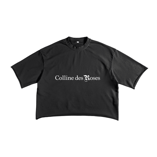 French Terry Raw Edge T-shirt - Black