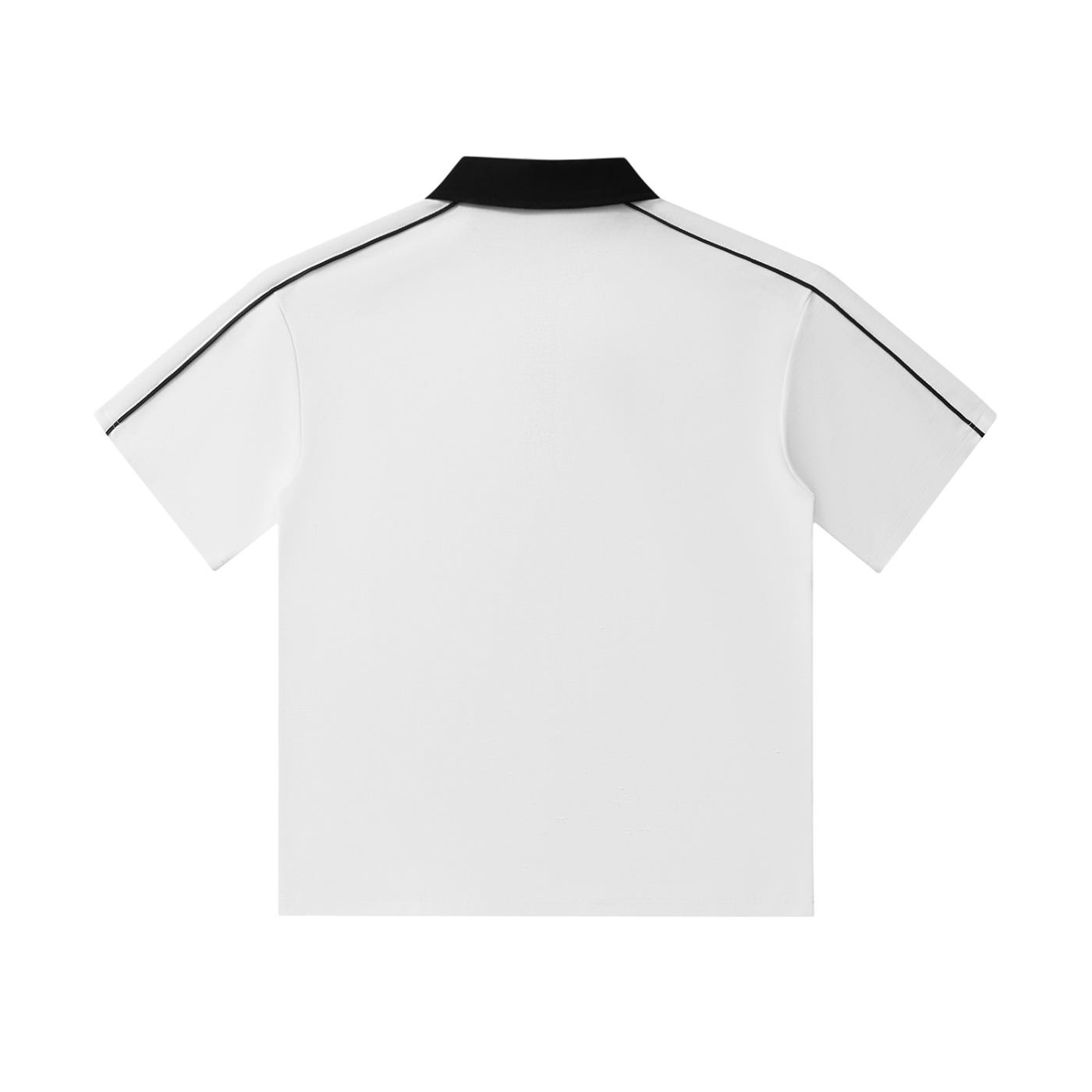 CONTRAST COLLAR SHORT-SLEEVE POLO SHIRT - WHITE