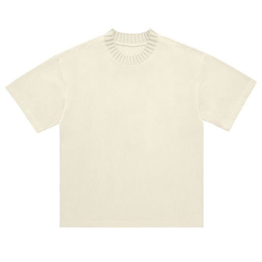 Heavyweight Knitted Round Neck T-Shirt - Apricot