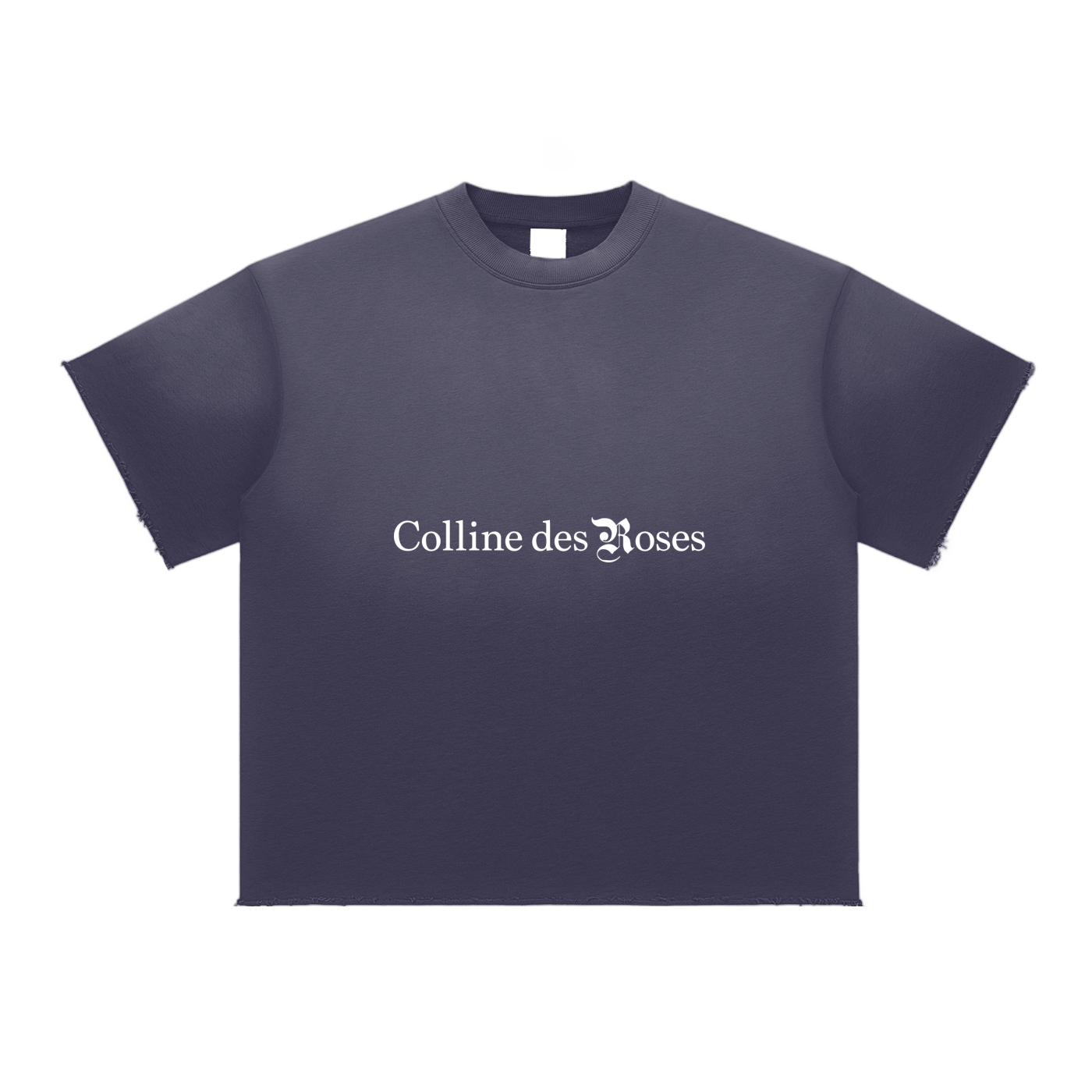 Sun Fade Raw Edge T-Shirt - Navy Blue