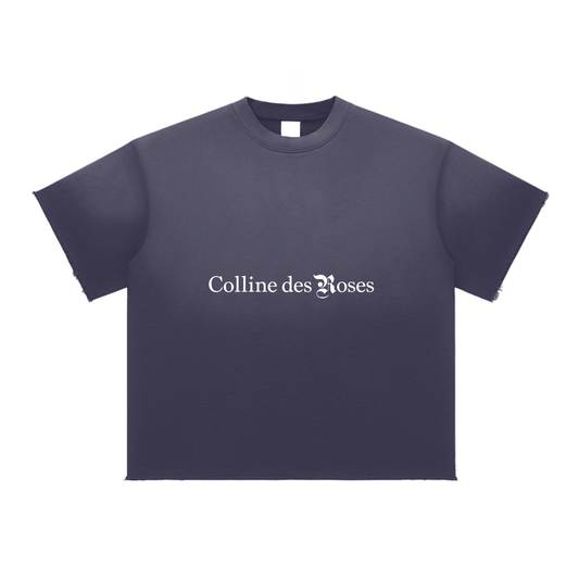 Sun Fade Raw Edge T-Shirt - Navy Blue