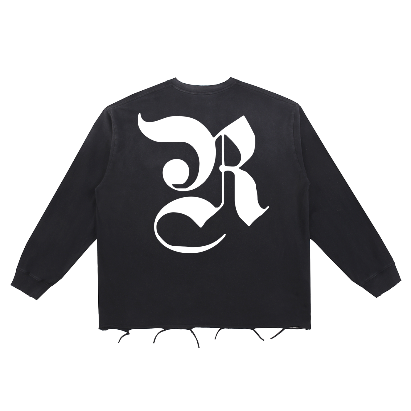 SNOW WASH RAW EDGE COTTON T-SHIRT - BLACK