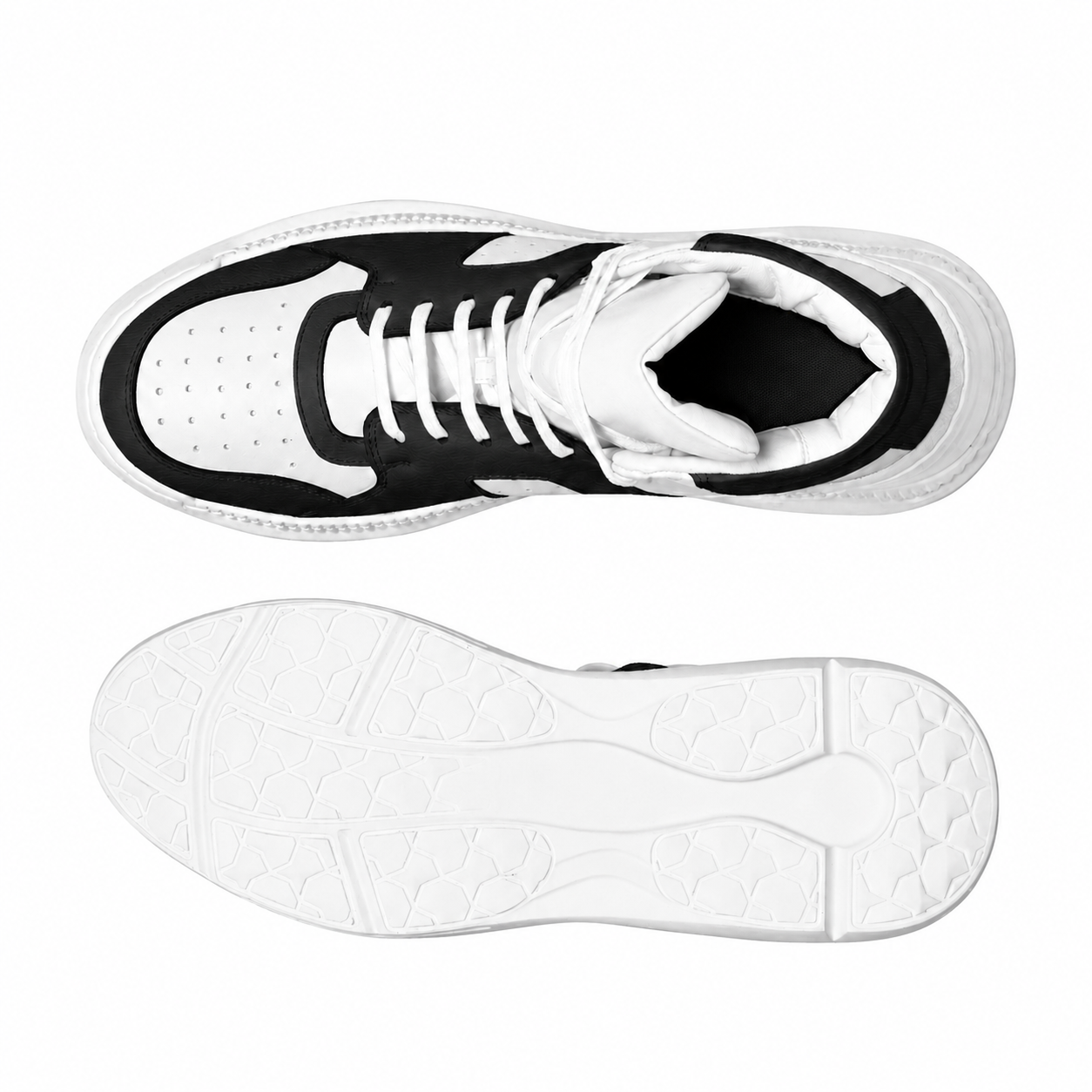 CONTRAST CHUNKY MID SNEAKER - BLACK WITH WHITE