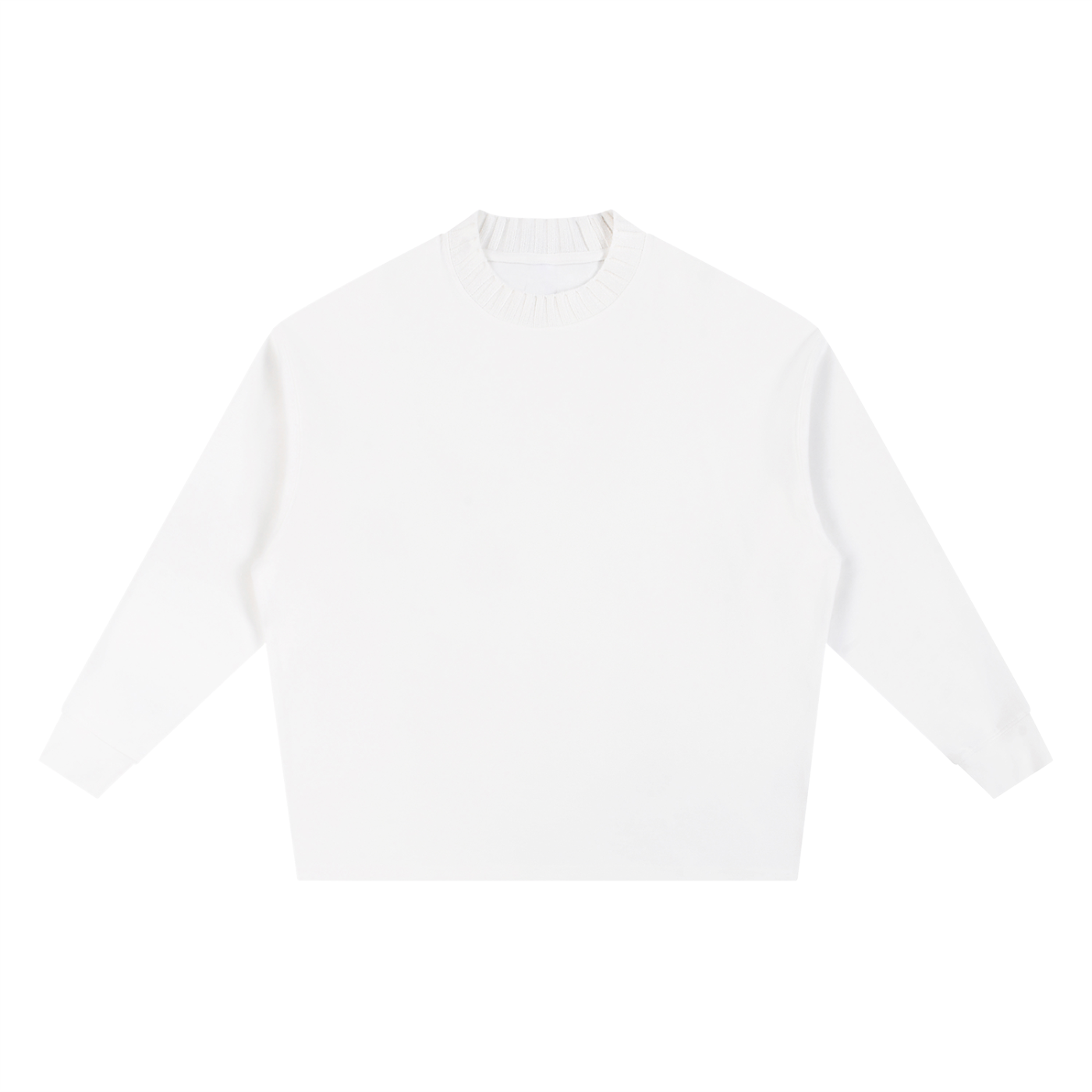 Knitted Round Neck Oversize Sweatshirt - White