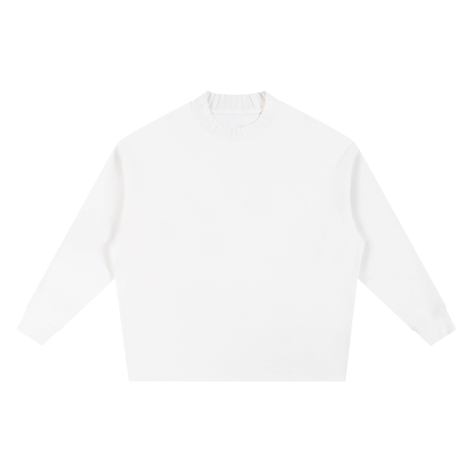 Knitted Round Neck Oversize Sweatshirt - White