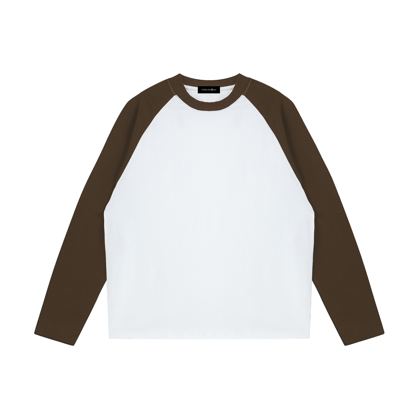 COLOR-BLOCKED RAGLAN LONG-SLEEVE T-SHIRT - WHITE WITH COFFEE