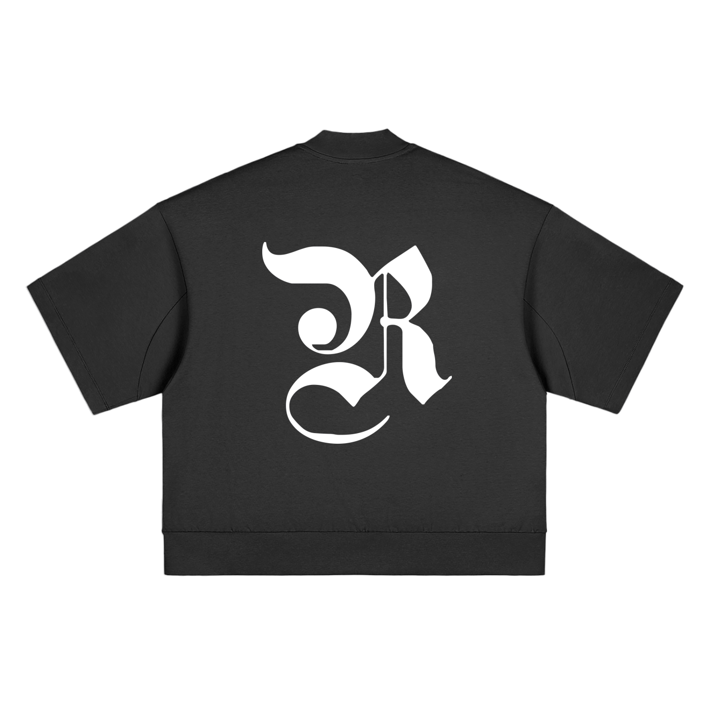 Heavyweight Oversized Mock Neck T-shirt - Black