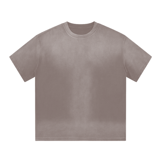 “I” Shaped Monkey Washed Drop Shoulder T-Shirt - Light Brown
