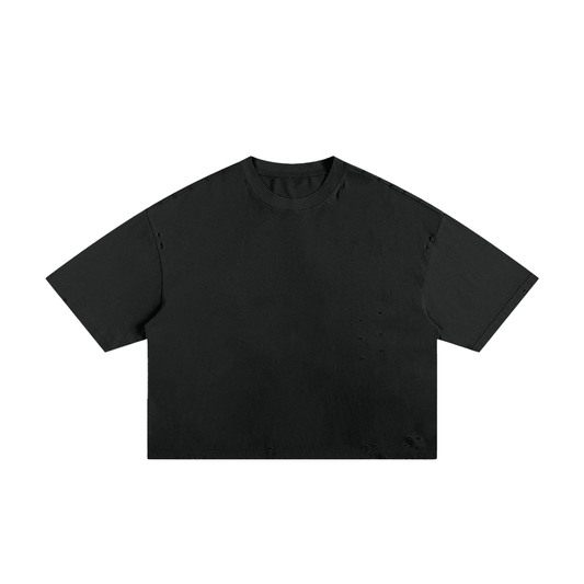 Classic Frayed Boxy Tee - Black
