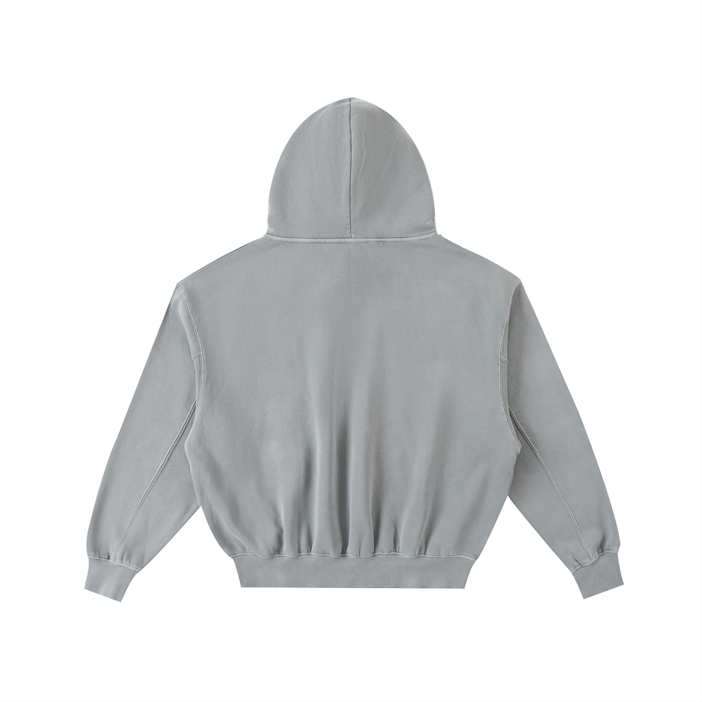 Frayed Enzyme Washed Fleece Hoodie - Light Gray