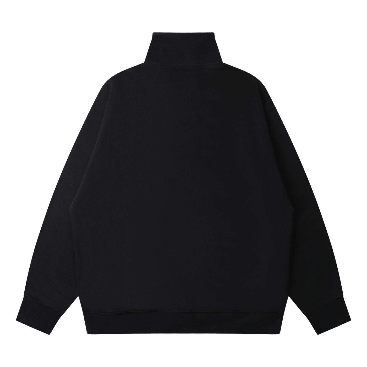 QUARTER-ZIP DROP SHOULDER SWEATSHIRT - BLACK