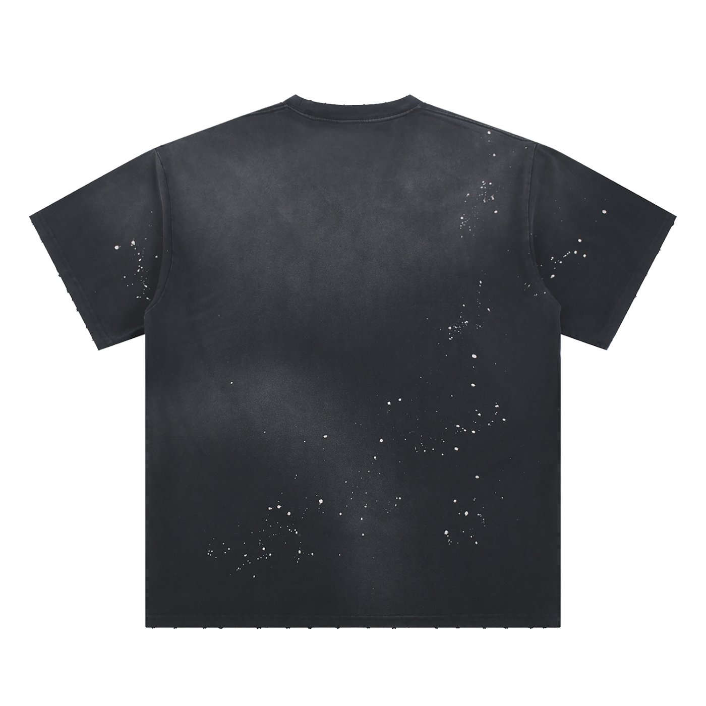 HAND-FRAYED SUNFADE PAINT SPLATTER T-SHIRT - BLACK