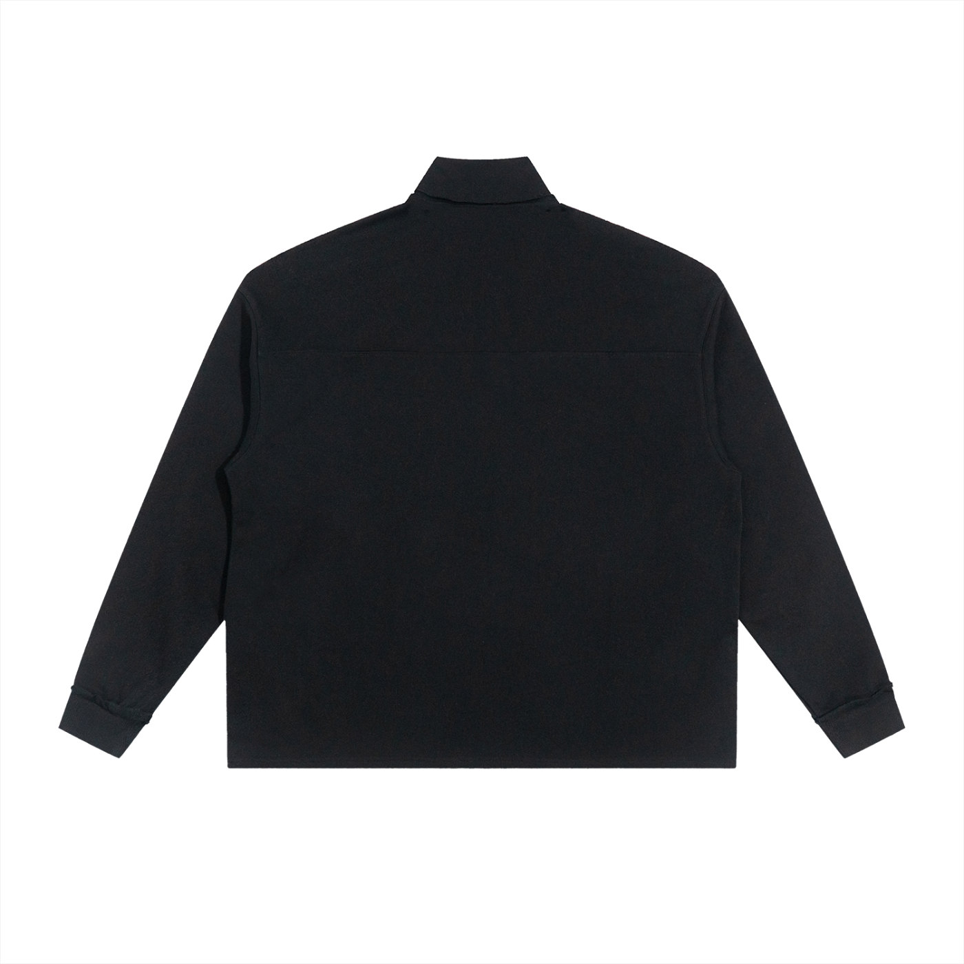 Half-Zip Rolled Edge Fleece Sweatshirt - Black