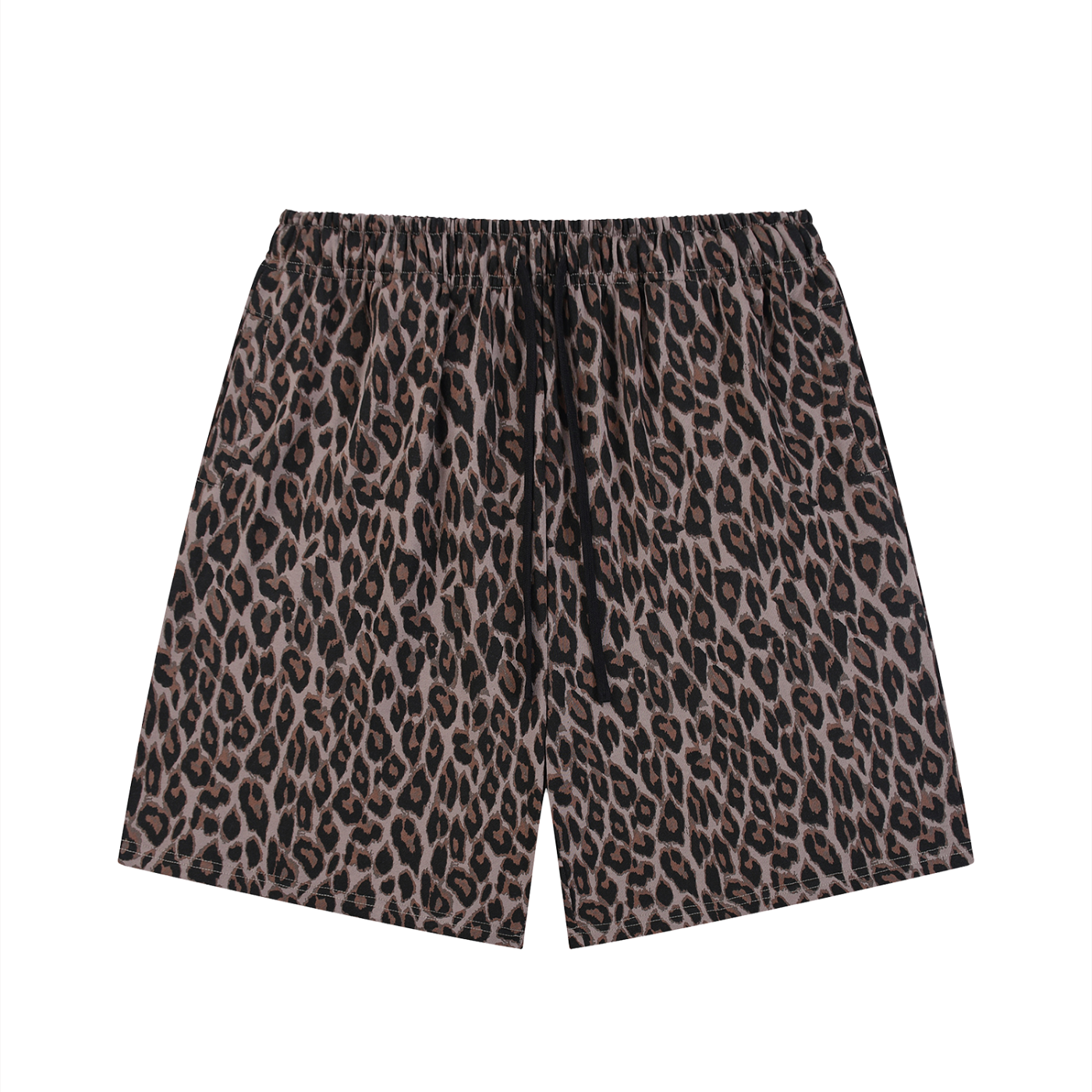 HEAVYWEIGHT LEOPARD DRAWSTRING SHORTS - LEOPARD LIGHT GRAY
