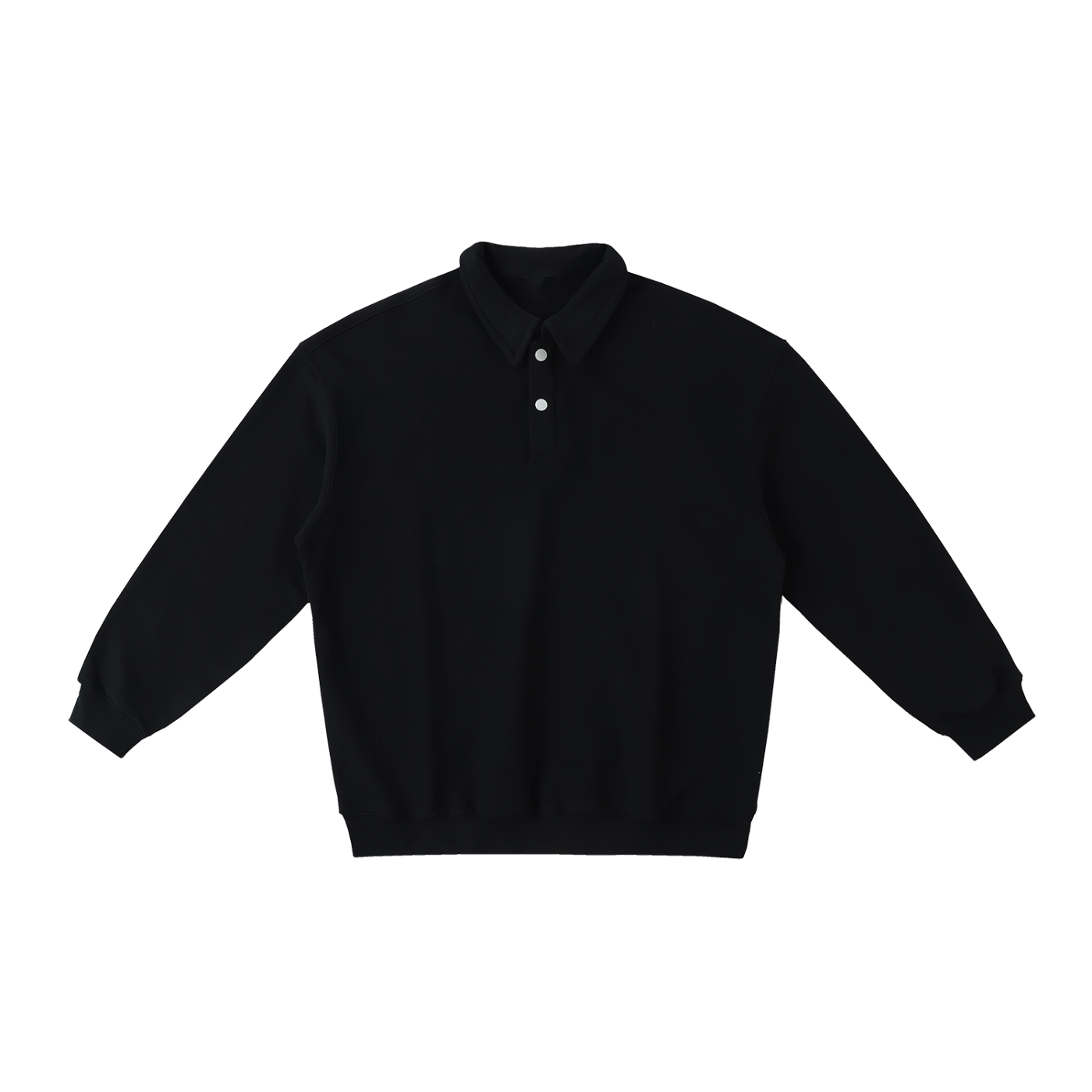 Heavyweight Polo-Collar Sweatshirt - Black