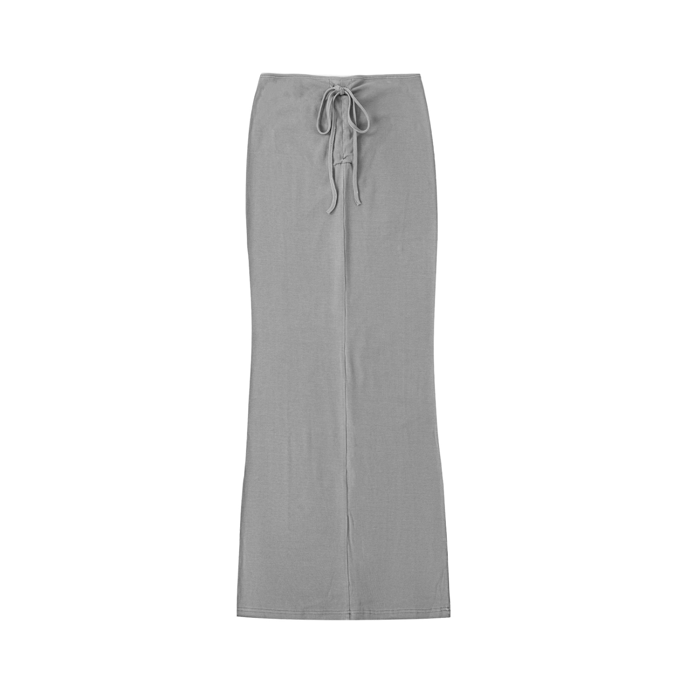 Dyed Washed Drawstring Maxi Skirt - Medium Gray