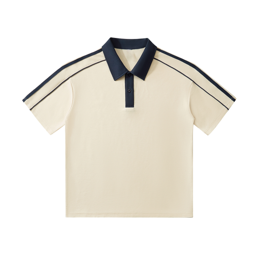 Contrast Collar Short-Sleeve Polo Shirt - Mild Apricot