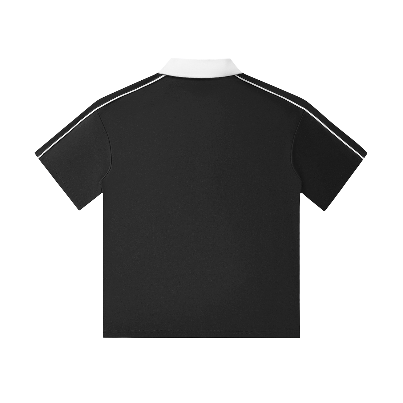 CONTRAST COLLAR SHORT-SLEEVE POLO SHIRT - BLACK