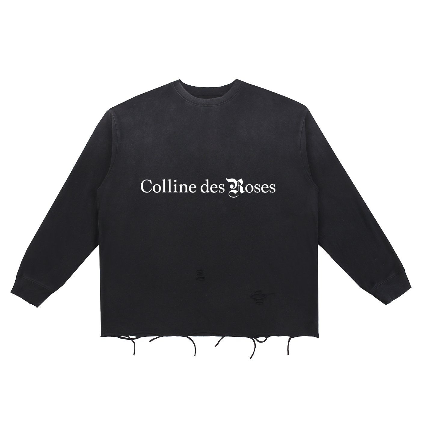 SNOW WASH RAW EDGE COTTON T-SHIRT - BLACK