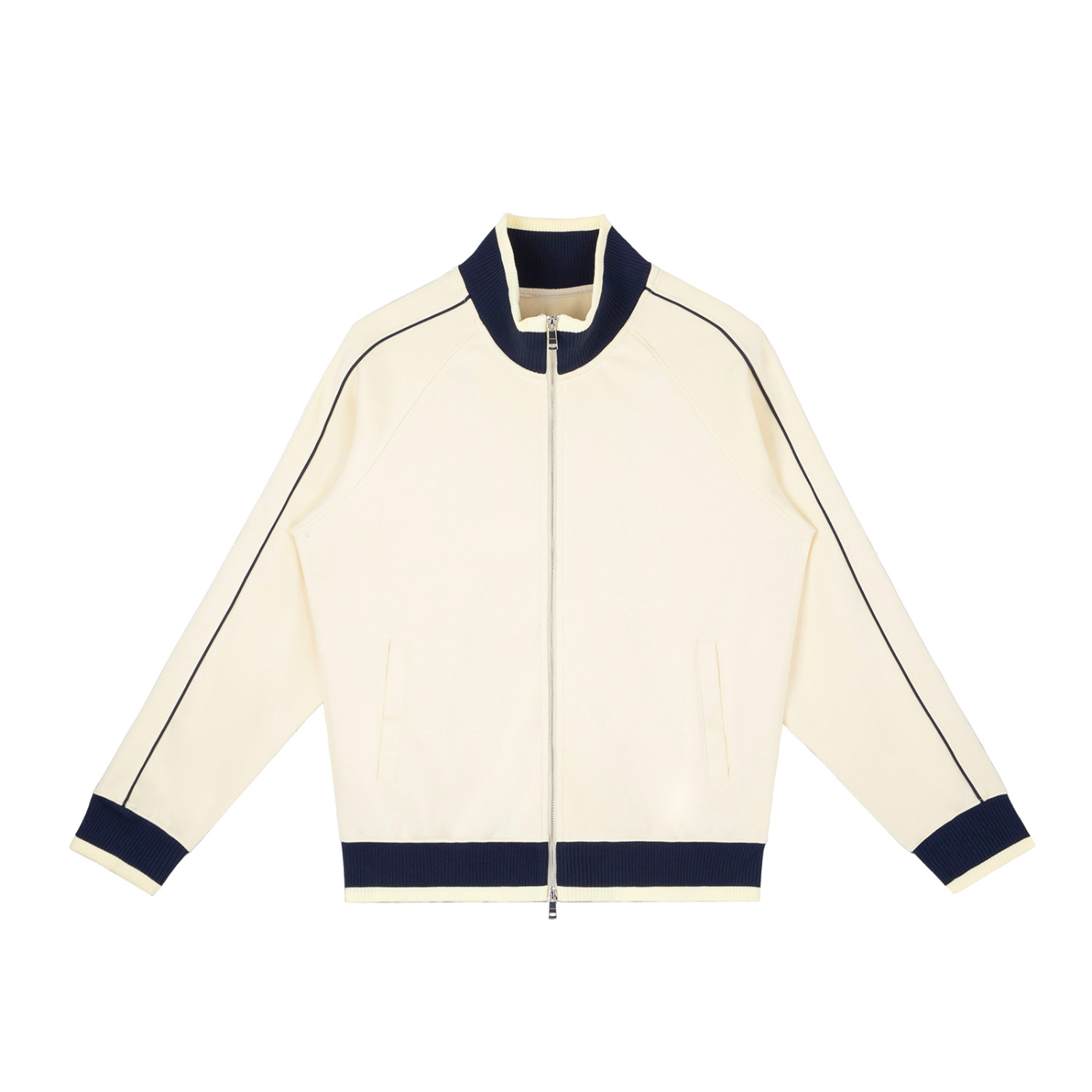 Color Block Raglan Sleeve Zip Track Jacket - Mild Apricot