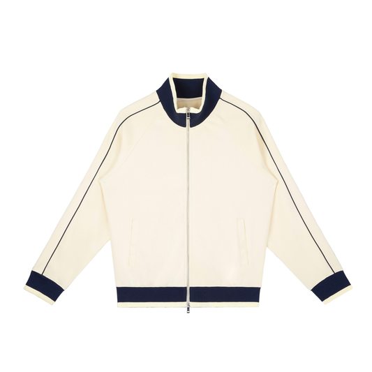 Color Block Raglan Sleeve Zip Track Jacket - Mild Apricot