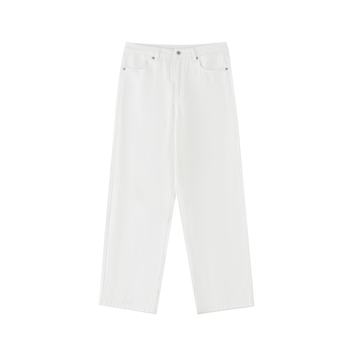 HEAVYWEIGHT COTTON STRAIGHT-LEG PANTS - WHITE
