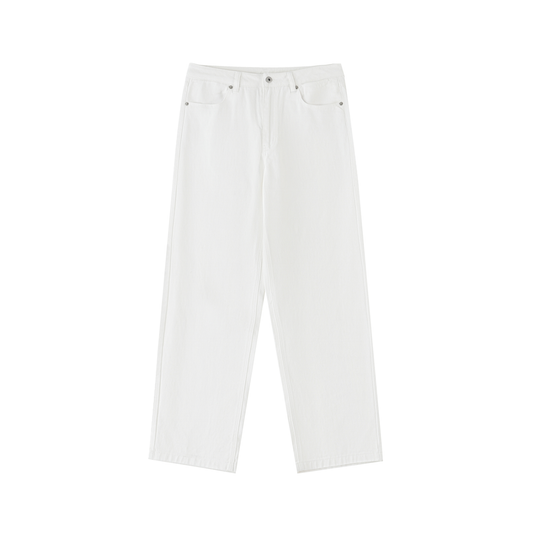 HEAVYWEIGHT COTTON STRAIGHT-LEG PANTS - WHITE