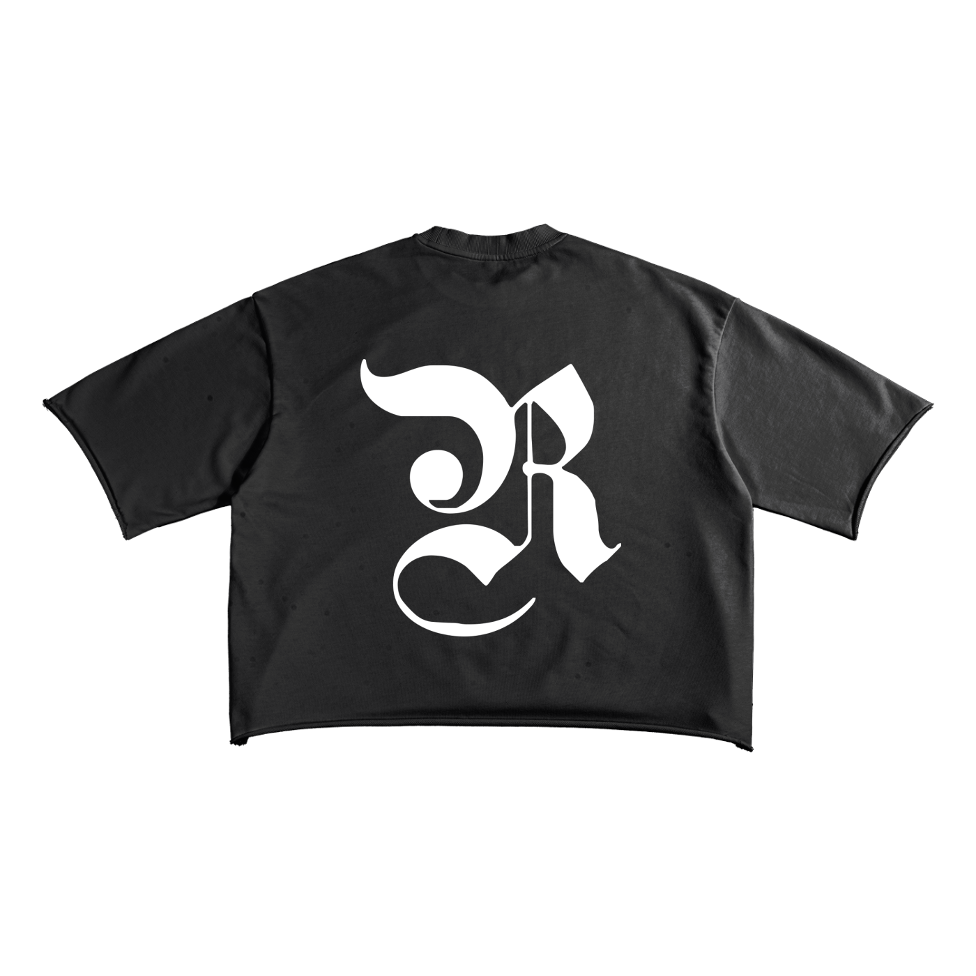 French Terry Raw Edge T-shirt - Black