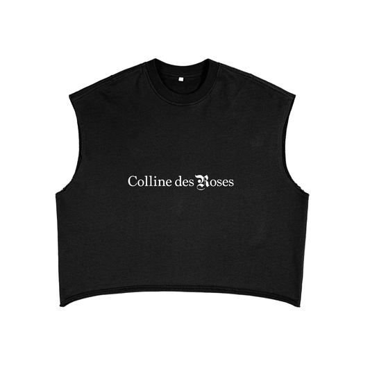 French Terry Boxy Tank Top - Black