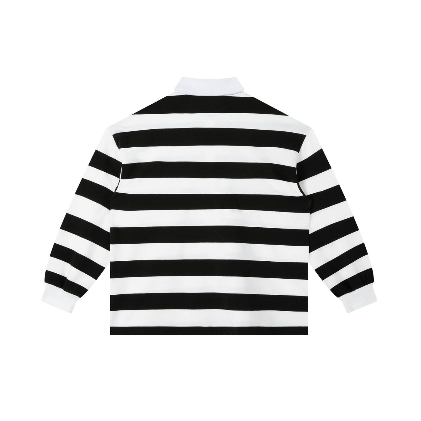 COLOR BLOCK STRIPE POLO SHIRT - WHITE WITH BLACK