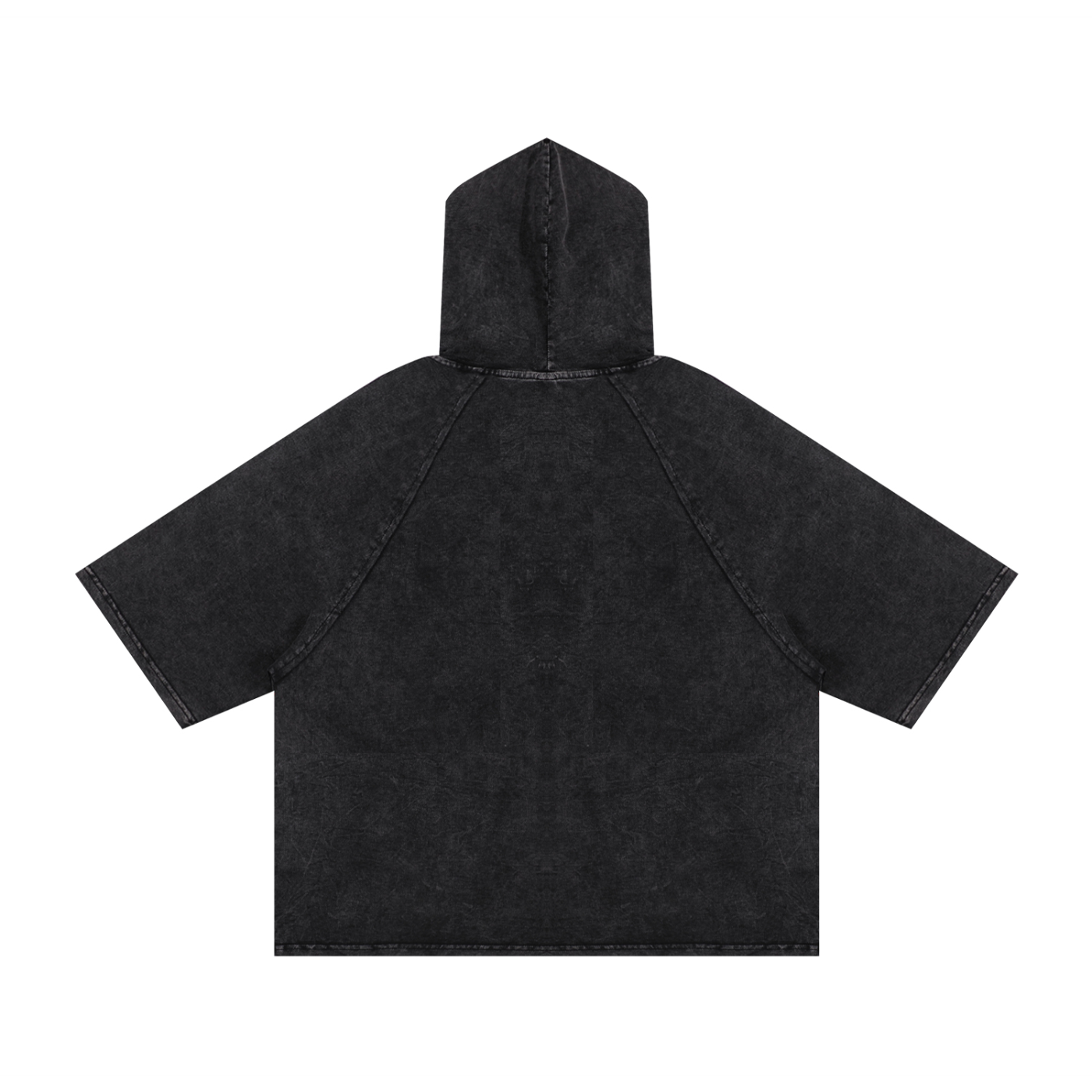 Snow Washed Hooded Boxy T-Shirt - Black