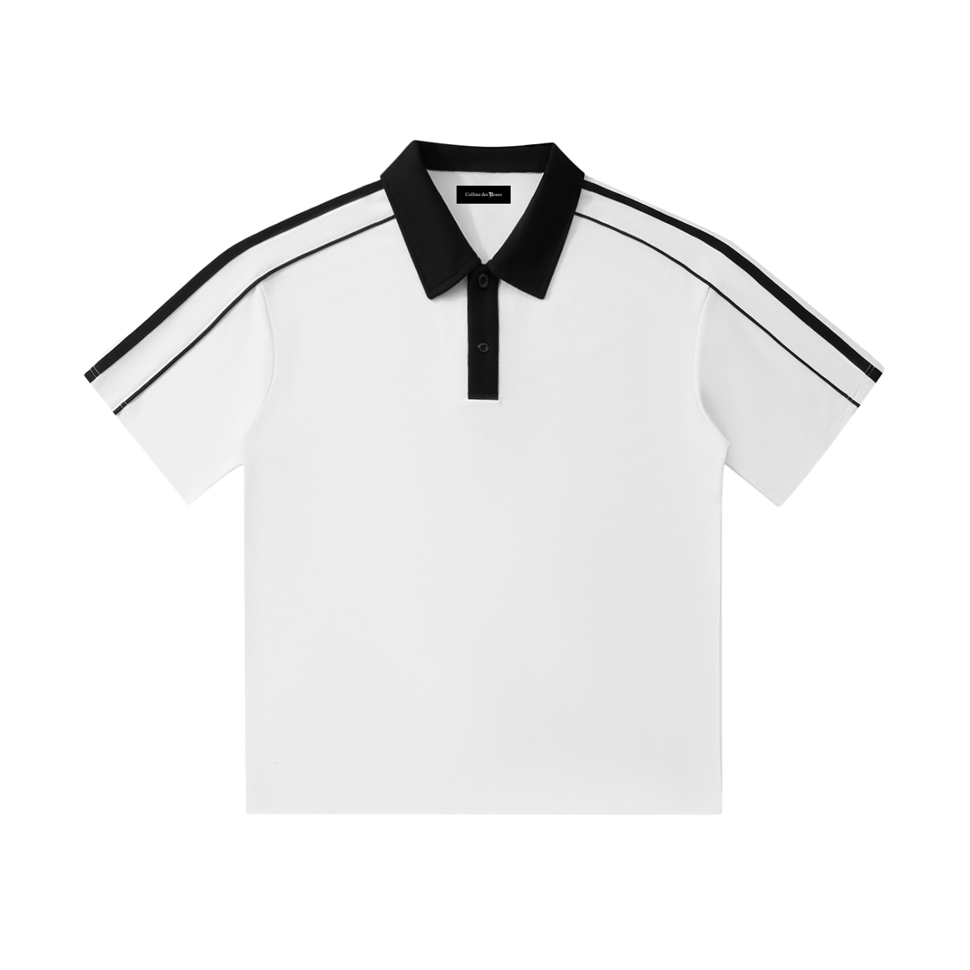 CONTRAST COLLAR SHORT-SLEEVE POLO SHIRT - WHITE