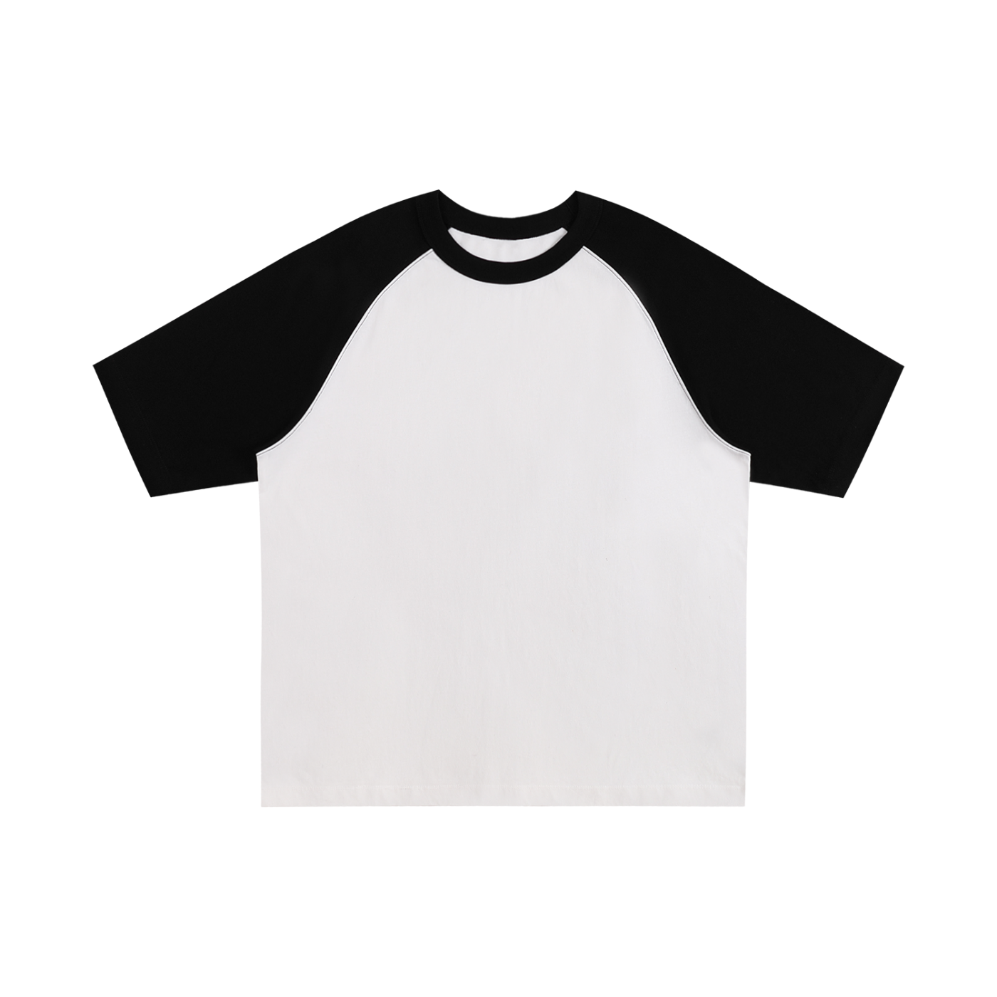 Color-Blocked Raglan Sleeve T-Shirt - White with Black