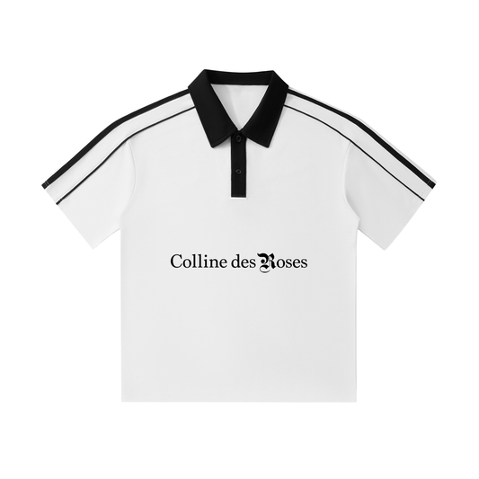 Contrast Collar Short-Sleeve Polo Shirt - White