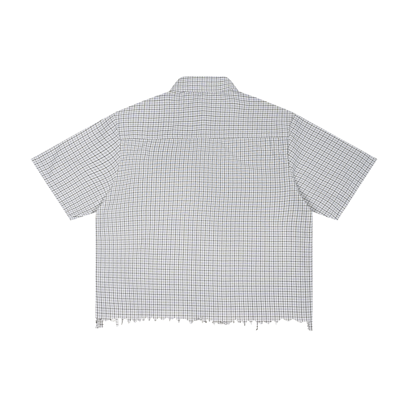 DISTRESSED PLAID BOXY SHIRT - WHITE