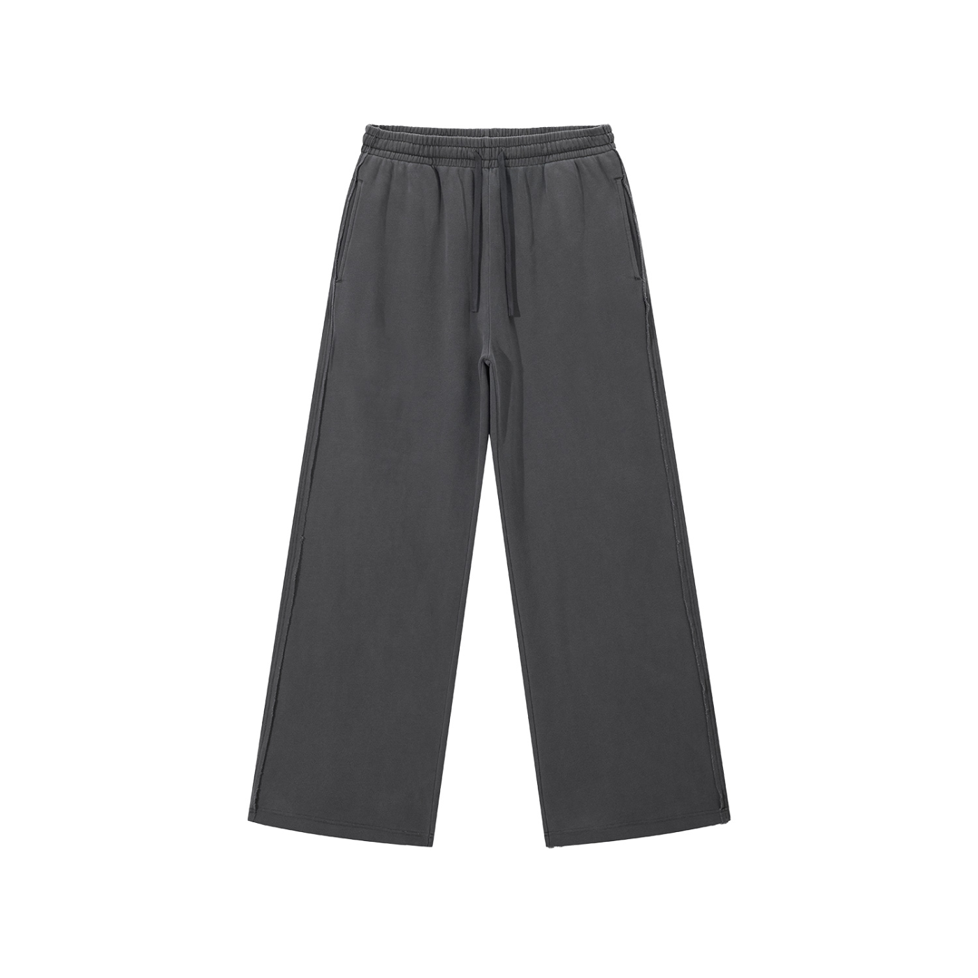 Snow Washed Raw Edge Sweatpants - Dark Gray